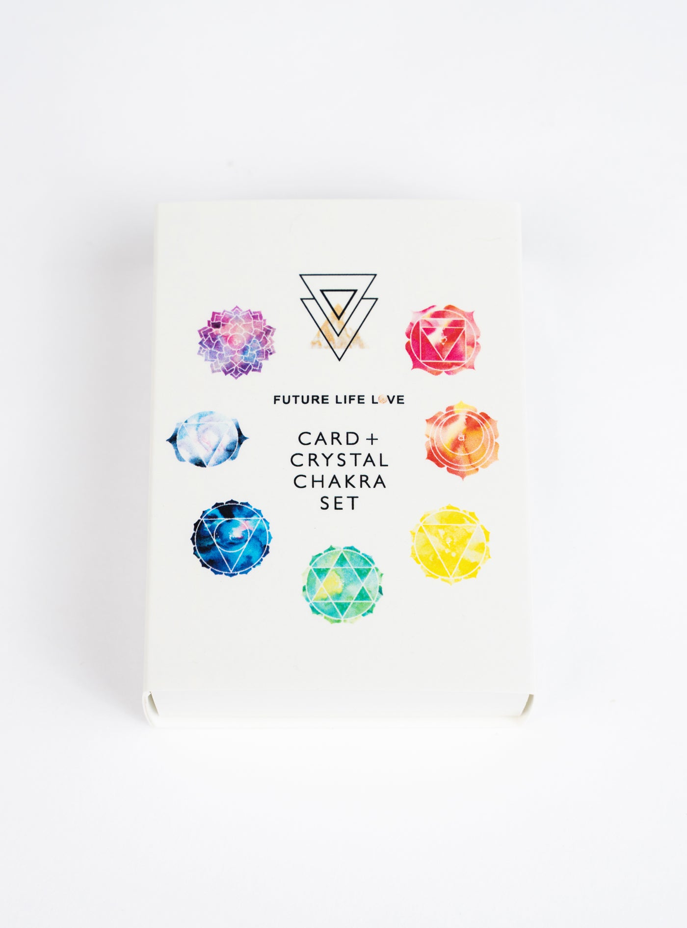 Chakra Card Set With 8 Cards and 7 Crystal Set With White Box