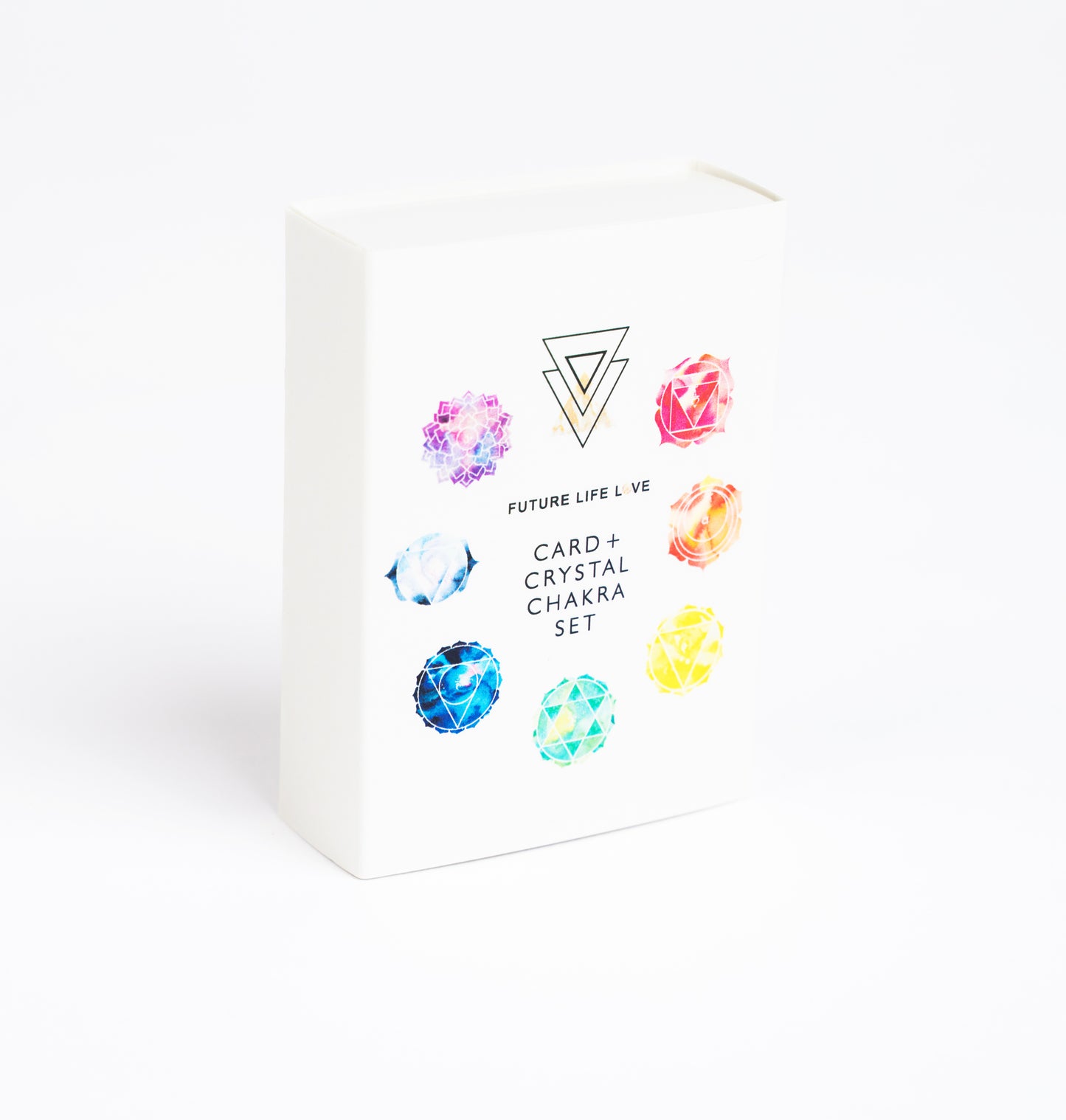 Chakra Card Set With 8 Cards and 7 Crystal Set With White Box