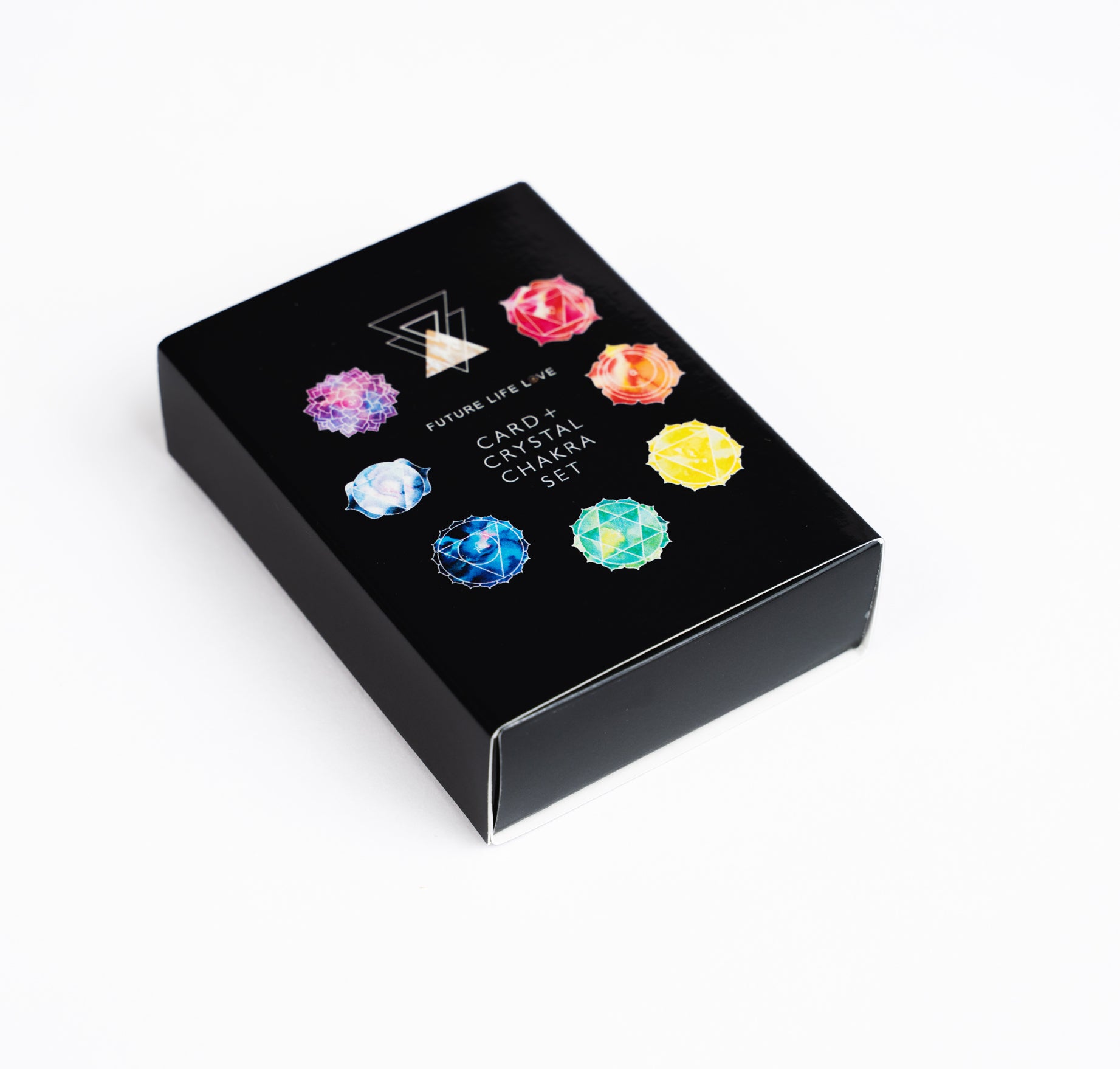 Chakra Card Set With 8 Cards and 7 Crystal Set With Black Box