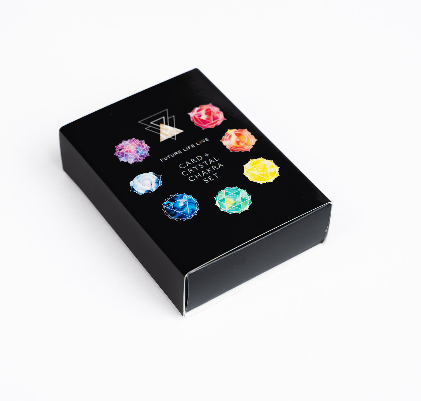 Chakra Card Set With 8 Cards and 7 Crystal Set With Black Box