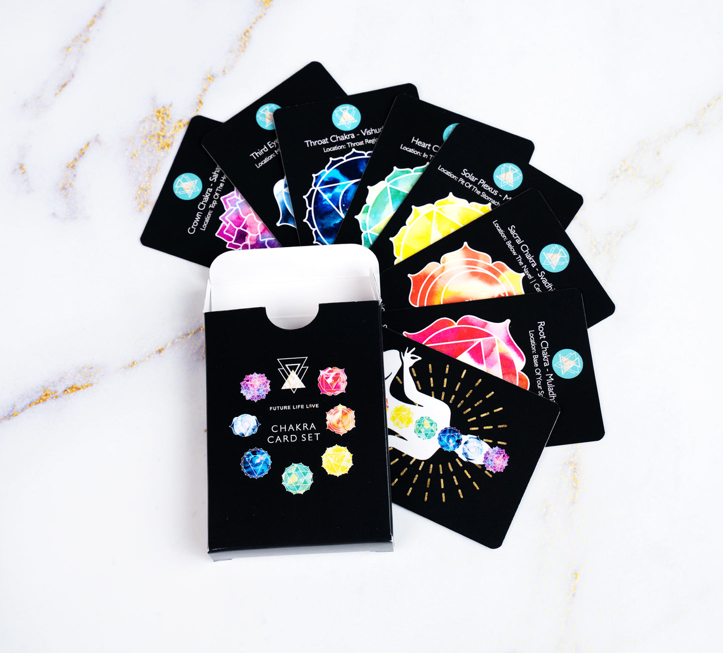 Chakra Card Set With 8 Cards and Black Box