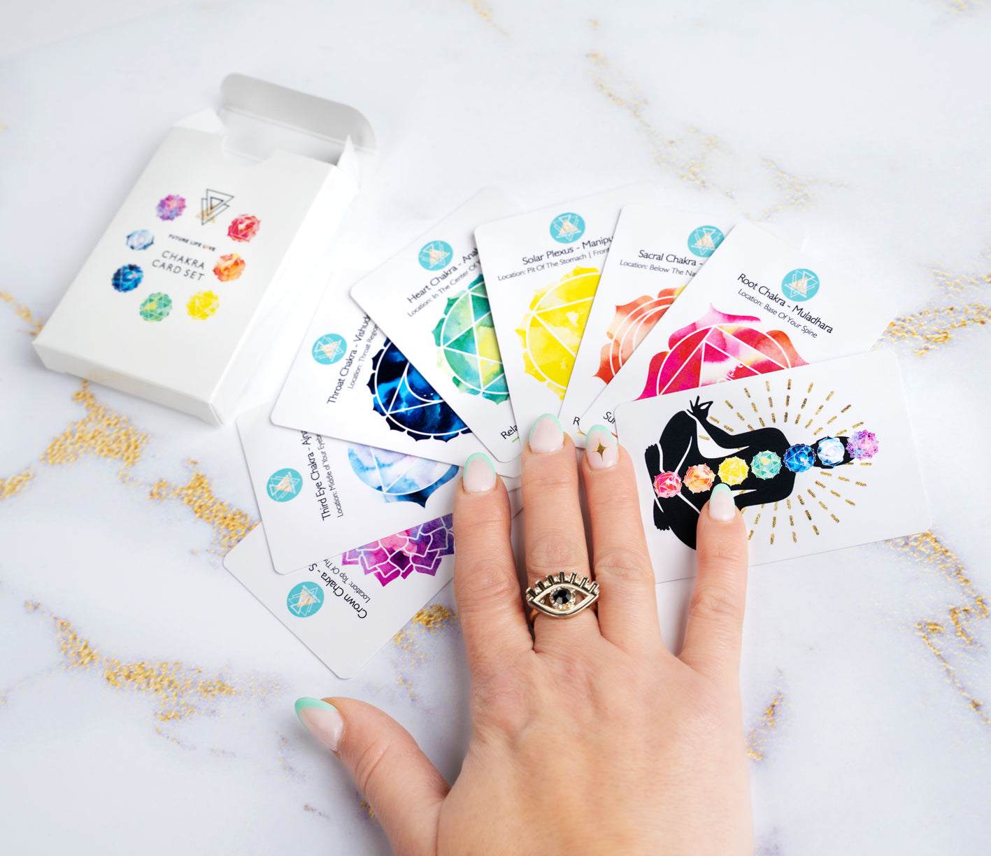 Chakra Card Set With 8 Cards and White Box