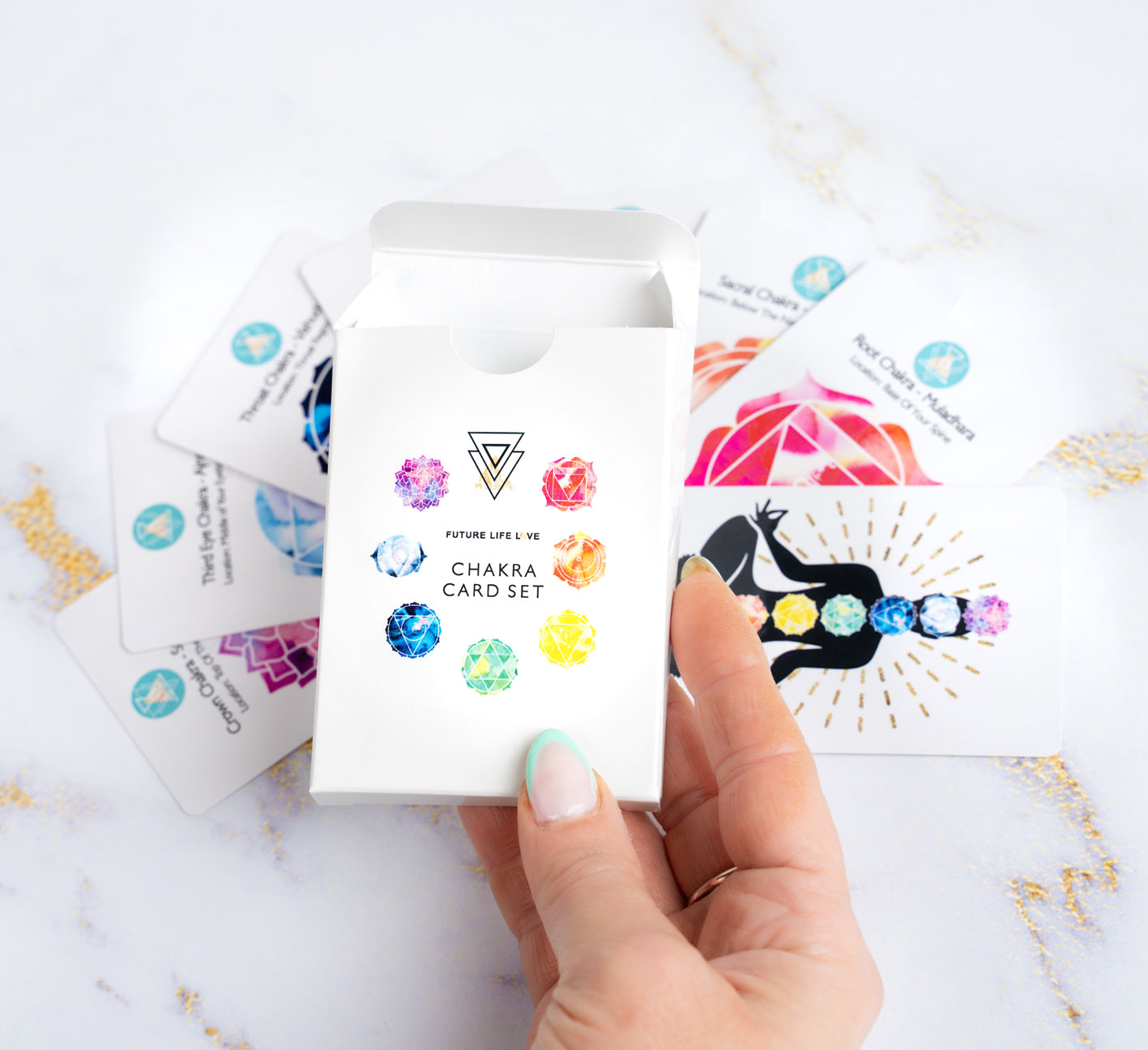 Chakra Card Set With 8 Cards and White Box
